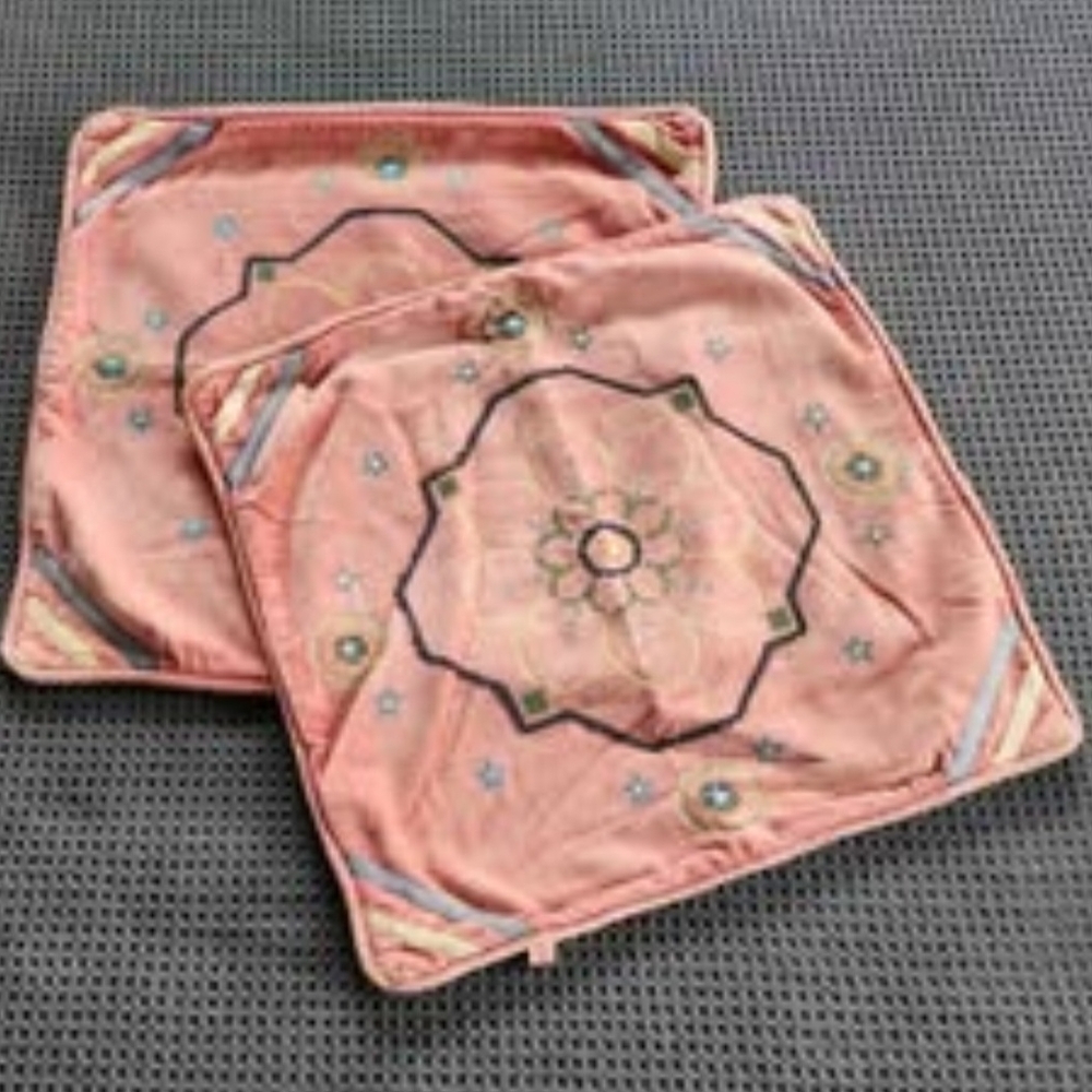 Chic Floral Accent Pillows in Soft Coral